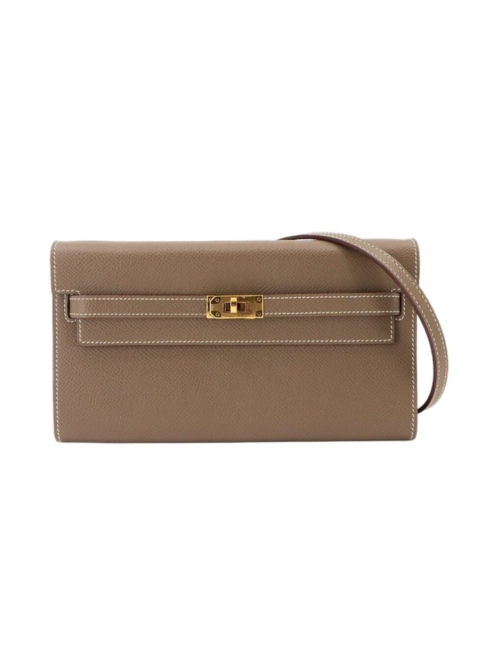 Hermes Kelly to Go Shoulder Wallet Bifold Epsom Etoupe